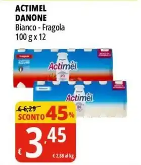 Tigros ACTIMEL DANONE Bianco - Fragola 100 g x 12 offerta