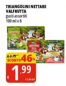 Tigros TRIANGOLINI NETTARE VALFRUTTA gusti assortiti 100 ml x 8 offerta