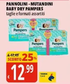 Tigros PANNOLINI - MUTANDINI BABY DRY PAMPERS taglie e formati assortiti offerta