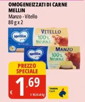 Tigros OMOGENEIZZATI DI CARNE MELLIN Manzo - Vitello offerta