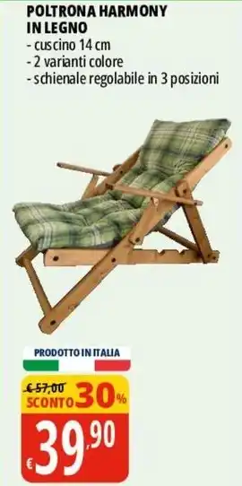 Tigros POLTRONA HARMONY IN LEGNO offerta