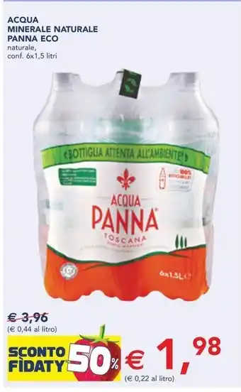 Esselunga ACQUA MINERALE NATURALE PANNA ECO naturale, conf. 6x1,5 litri offerta