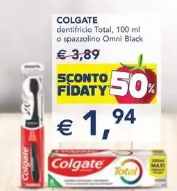 Esselunga COLGATE dentifricio Total, 100 ml o spazzolino Omni Black offerta