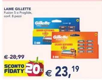 Esselunga LAME GILLETTE Fusion 5 o Proglide, conf. 8 pezzi offerta