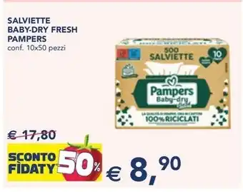 Esselunga SALVIETTE BABY-DRY FRESH PAMPERS conf. 10x50 pezzi offerta