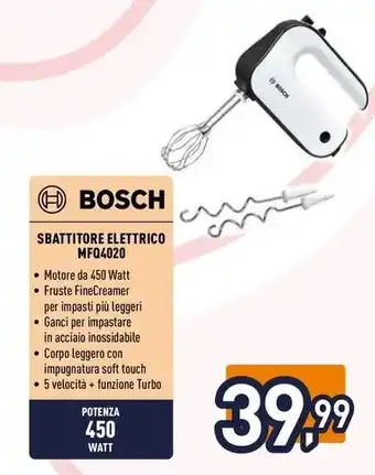 Unieuro BOSCH SBATTITORE ELETTRICO MFQ4020 offerta