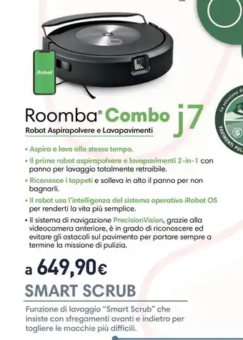 Unieuro Roomba Combo j7 Robot Aspirapolvere e Lavapavimenti offerta