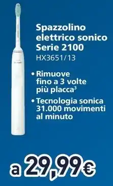 Unieuro Spazzolino elettrico sonico Serie 2100 offerta