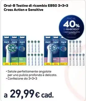 Unieuro Oral-B Testine di ricambio EB50 3+3+3 Cross Action e Sensitive offerta