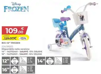 Toys Center BICI 12" FROZEN offerta