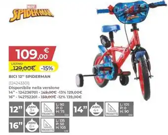 Toys Center BICI 12" SPIDERMAN offerta