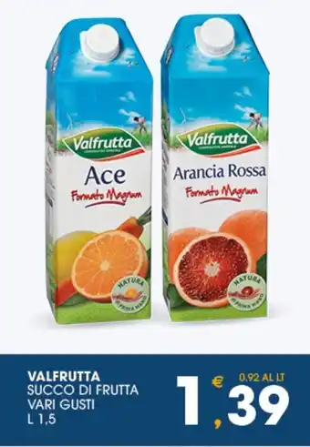 SeBón Supermercati VALFRUTTA SUCCO DI FRUTTA VARI GUSTI L 1,5 offerta