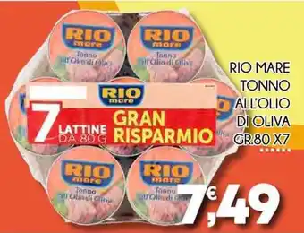 Enne Market RIO MARE TONNO ALL'OLIO DI OLIVA GR.80 X7 offerta