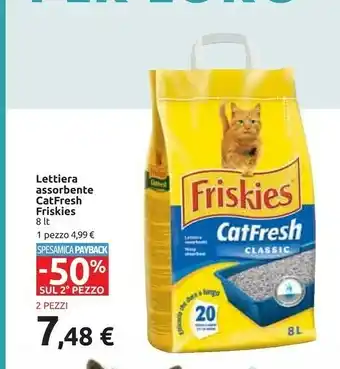 Carrefour Purina lettiera assorbente catfresh friskies offerta