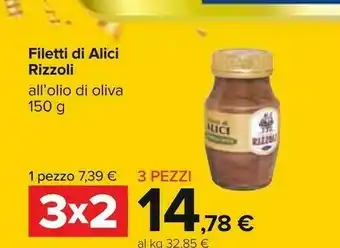 Carrefour Filetti di alici all'olio di oliva 150 g offerta