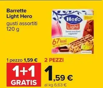 Carrefour Hero - light 6 barrette frutti rossi 120 g(ml) offerta