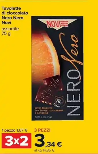 Carrefour Tavolette di cioccolato nero nero extra fondente con arancia e mandorle 70% cacao 75 g offerta