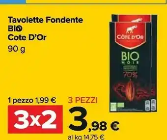 Carrefour Tavolette fondente bio 70% cacao 90 g offerta