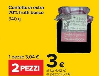 Carrefour Confettura extra 70% frutti bosco offerta