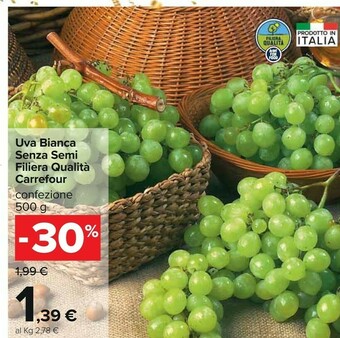 Carrefour Carrefour uva bianca senza semi filiera qualità offerta