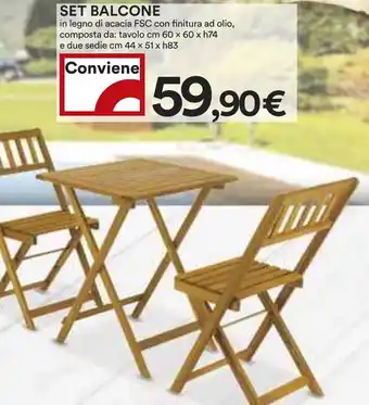 Coop Superstore SET BALCONE in legno di acacia FSC con finitura ad olio offerta