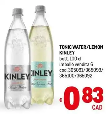TONIC WATER/LEMON KINLEY bott. 100 cl