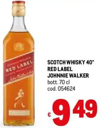 Metro SCOTCH WHISKY 40° RED LABEL JOHNNIE WALKER bott. 70 cl offerta