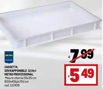 Metro CASSETTA SOVRAPPONIBILE 12 litri METRO PROFESSIONAL offerta