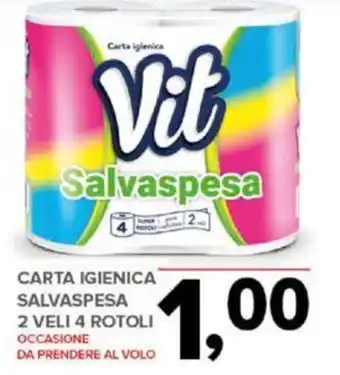 Todis CARTA IGIENICA SALVASPESA 2 VELI 4 ROTOLI offerta