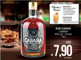 Cabana rum cubano 12 anni 70 cl