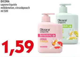 DICORA sapone liquido milk&melon, citrus&peach ml 500