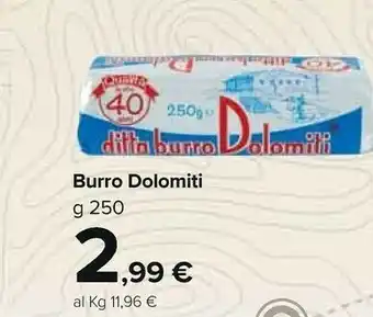 Carrefour Market Burro dolomiti offerta