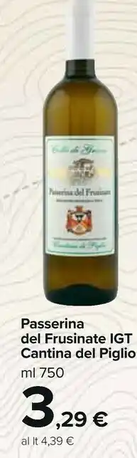 Carrefour Market Cantina del piglio passerina del frusinate igt offerta