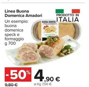 Carrefour Market Speck e formaggio saporito polpettone con carne di tacchino buona domenica 700 g(ml) offerta