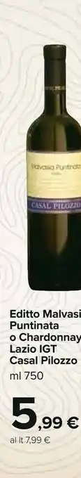Carrefour Market Casal pilozzo chardonnay lazio igt offerta