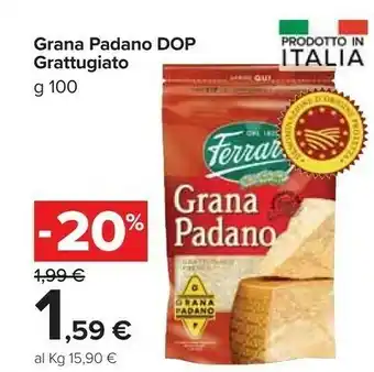Carrefour Market Ferrari - grana padano grattugiato fresco 100 g(ml) offerta