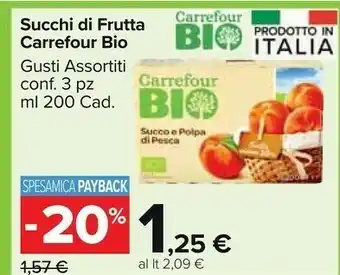 Carrefour Market Carrefour bio succhi di frutta di pesca offerta