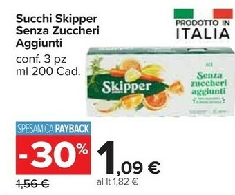 Carrefour Market Succhi skipper senza zuccheri aggiunti offerta