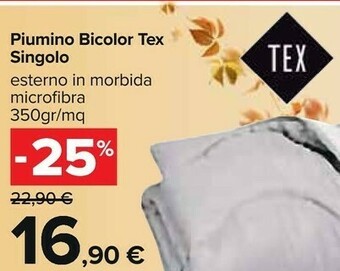 Carrefour Market Tex singolo piumino bicolor offerta