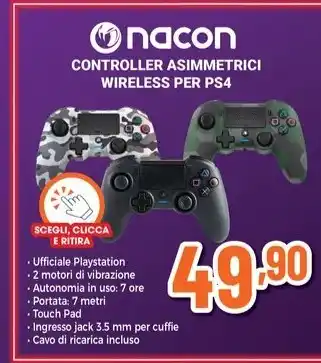 Expert nacon CONTROLLER ASIMMETRICI WIRELESS PER PS4 offerta