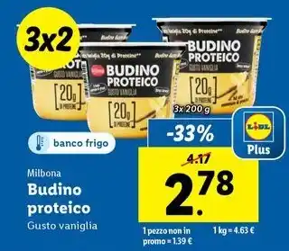 Lidl Milbona Budino proteico Gusto vaniglia offerta