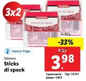 Lidl Salumeo Sticks di speck offerta