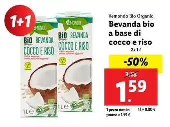 Lidl Vemondo Bio Organic Bevanda bio a base di cocco e riso offerta