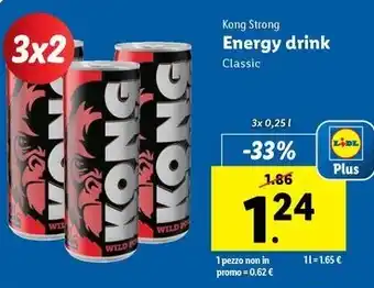 Lidl Kong Strong Energy drink Classic offerta