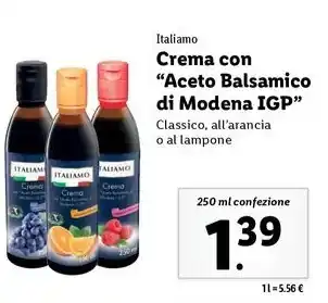 Lidl Italiamo Crema con "Aceto Balsamico di Modena IGP" 250 ml confezione offerta