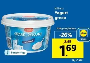 Lidl Milbona Yogurt greco 500 g confezione offerta