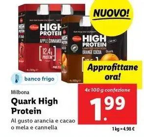 Lidl Milbona Quark High Protein 4x100 g confezione offerta