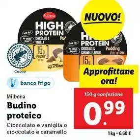 Lidl Milbona Budino proteico 150 g confezione offerta