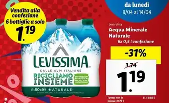 Lidl Levissima Acqua Minerale Naturale 6x 0,5l confezione offerta