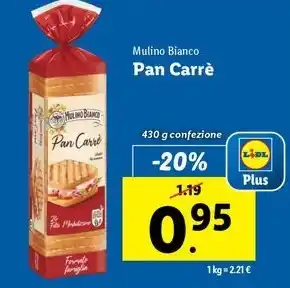 Lidl Mulino Bianco Pan Carrè 430 g confezione offerta